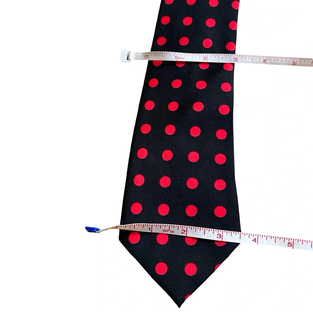 NWOT Men’s Vtg 1990s Vittorio Faring Italian Designer Black & Red Polka Dot Tie